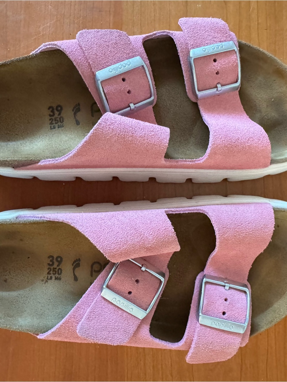Birkenstock Pink Suede Two-Buckle Sandals